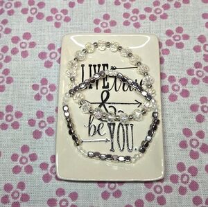 Elegant Silver Bracelets And Trinket Tray Bundle